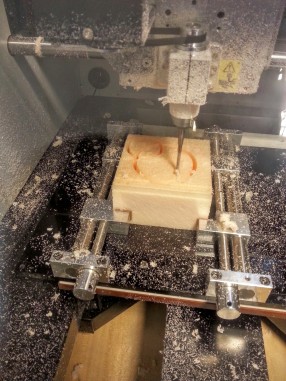 The CNC machine in action